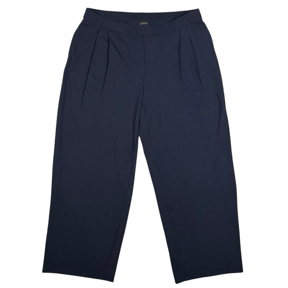 J.Jill Wearever Navy Blue Wide Leg Pull On Pants Size Large With Side Pockets